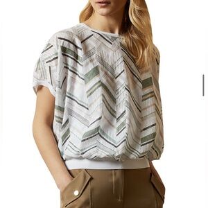 ✨ TED BAKER “Vilanta Everglade” Burnout Blouson Top